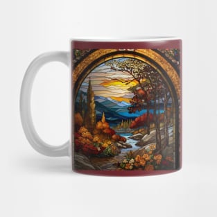 Stained Glass Window Of Autumn Scenery Mug